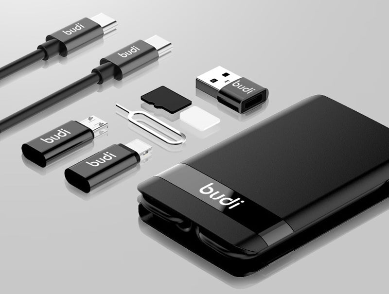7-in-1 Multifunctional Universal Portable Wireless Charger, with Card Removal Pin, Adapters, Phone Holder & SIM Card Slot