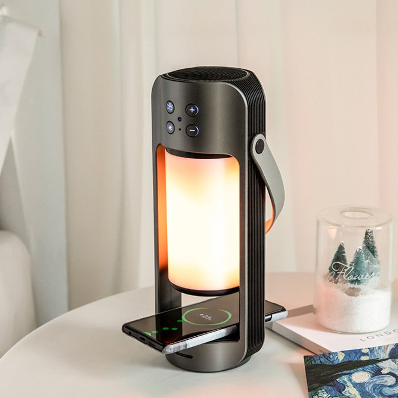 Portable LED Flame Bluetooth Speaker, with HD Speakers, 10W Wireless Phone Charger, Microphone, Hi-Fi Sound Effects and Long Standby Time, Support TWS, for Indoor & Outdoor