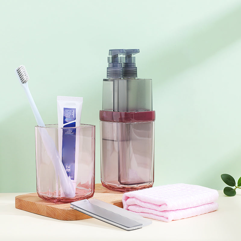8-in-1 Portable Sub-Bottle, with 2 Cups, 2 Travel Bottles, Soft Toothbrush, Foldable Comb, Toothpaste & Towel