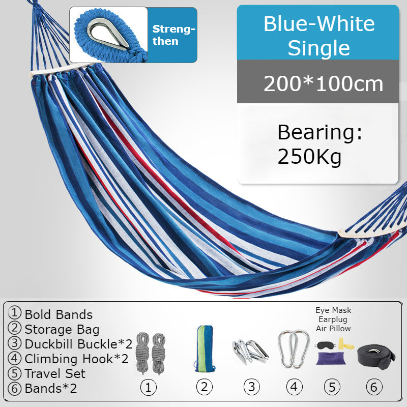 Thickened Single/Double Hammock, More Breathable, Safer and More Comfortable, For Camping, Dormitory & Leisure