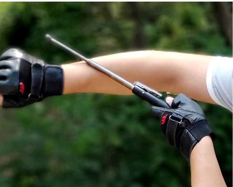 Portable Retractable Three-piece Self-defense Stick, with One-touch Operation, Automatic Spring, Window Breaker and Silicone Grip