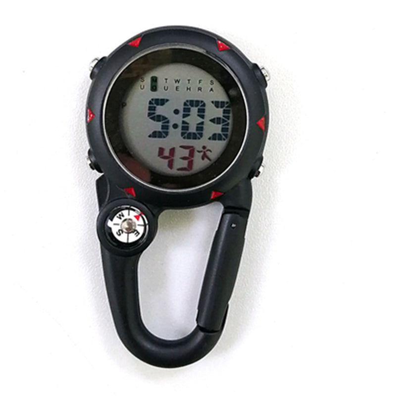 Multifunctional Electronic Pocket Clip Watch, with Stopwatch, Alarm Clock, Calendar, Compass, for Hiking, Camping & More