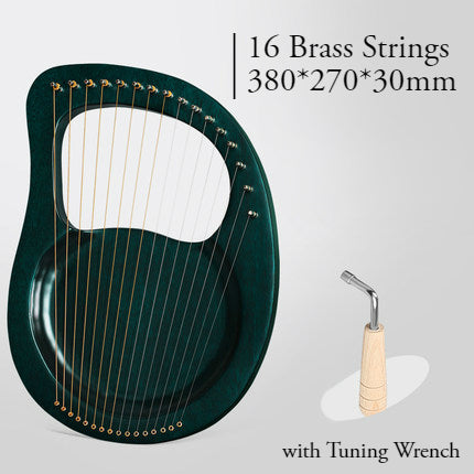 16 Brass String Mahogany Lyre Harp with Tone Wrench for Children, Teenager & Adults