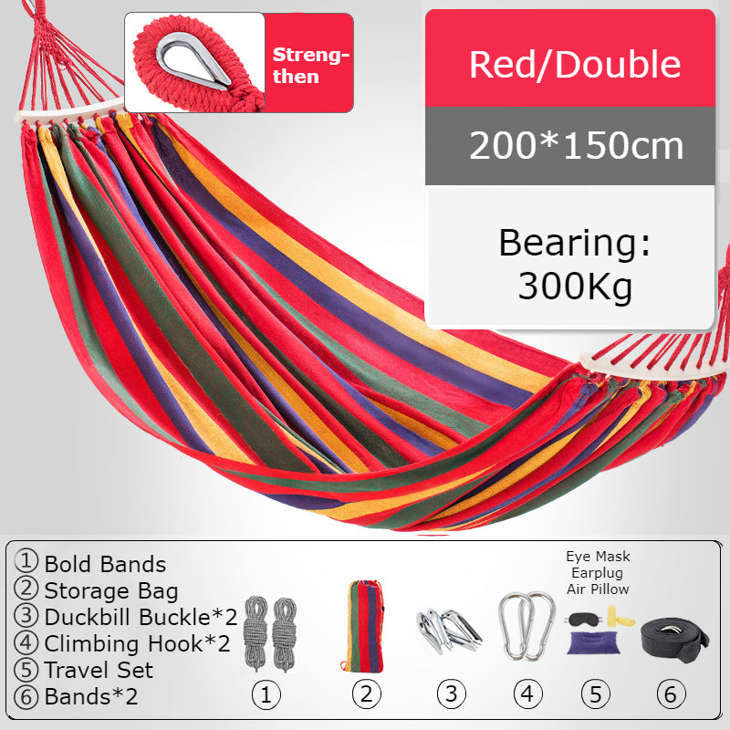 Thickened Single/Double Hammock, More Breathable, Safer and More Comfortable, For Camping, Dormitory & Leisure