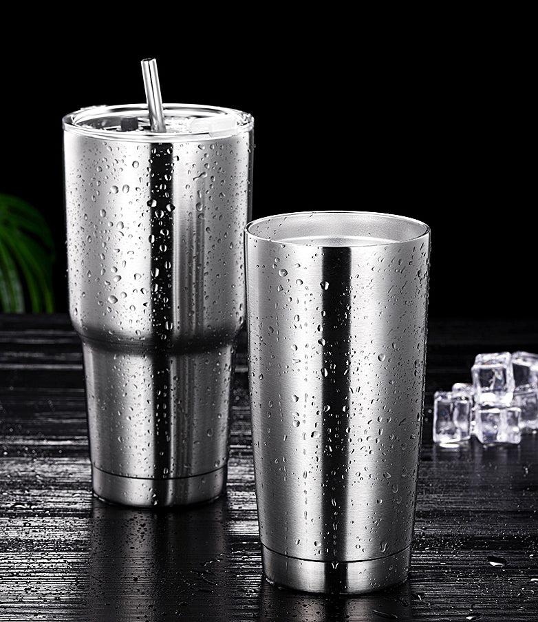 Stainless Steel Vacuum Insulation Travel Mug with Reusable Straw and Crystal Clear Lid, for Water, Coffee, Cold and Hot Beverage