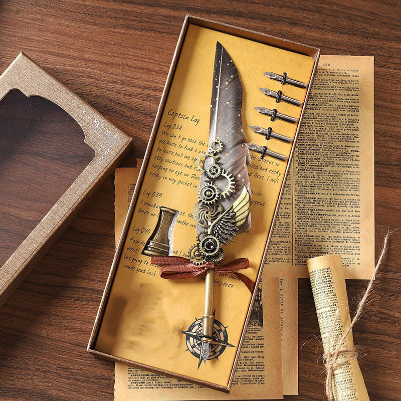 Vintage Mechanical Feather Pen