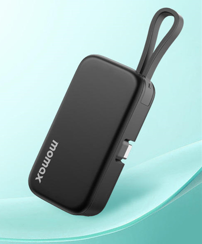 5000mAh Mini Capsule Portable Power Bank With Built-in Fast Charging Cable