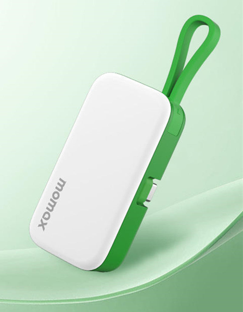 5000mAh Mini Capsule Portable Power Bank With Built-in Fast Charging Cable