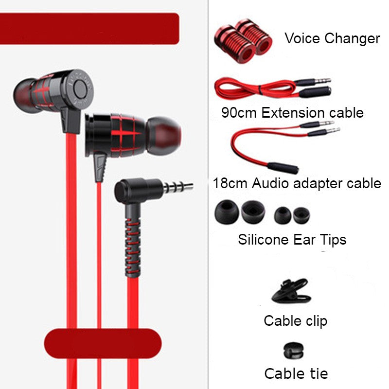 In-Ear Wired Earphones with Microphone, Extended 3.5mm Y-Splitter, 2 Voice Changers and Extension Cable for PC, Laptops, Gaming and Online Meetings