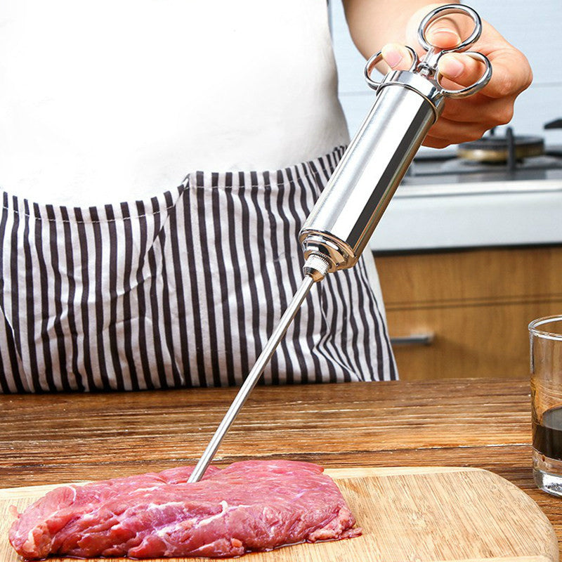 Stainless Steel Meat Marinade Injector, with 3 Needles, for Meats, Turkey, Brisket