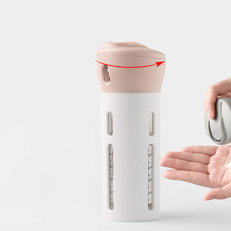Portable & Refillable 4-in-1 Lotion Sub-Bottle Dispenser, for Sanitizer, Lotion, Shampoo, Shower Gel and More