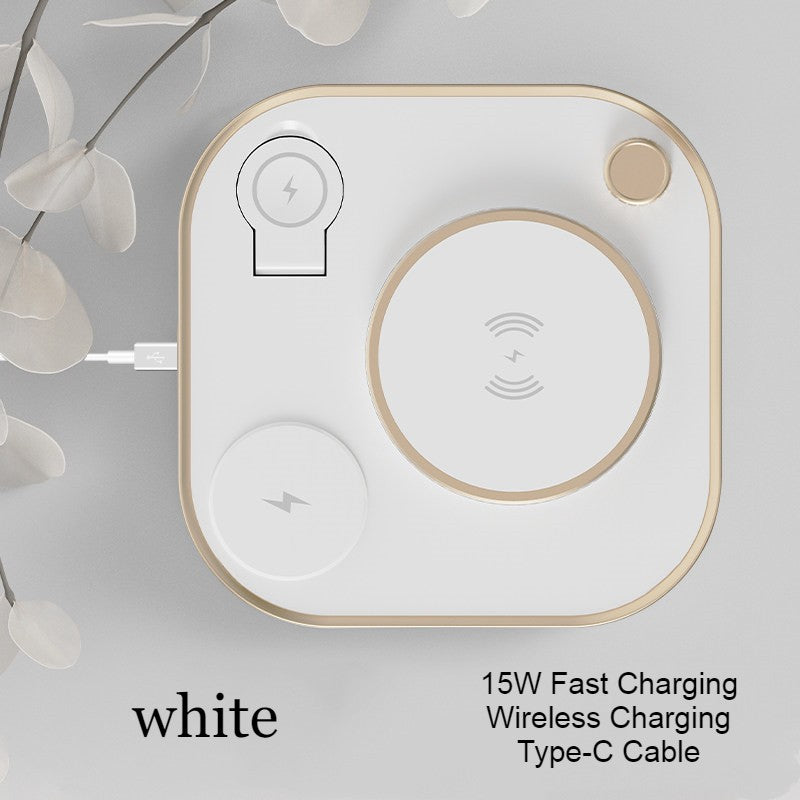 5-in-1 Desktop Lamp with 3 Wireless Charging Modules & Adjustable Light, for Home & Office