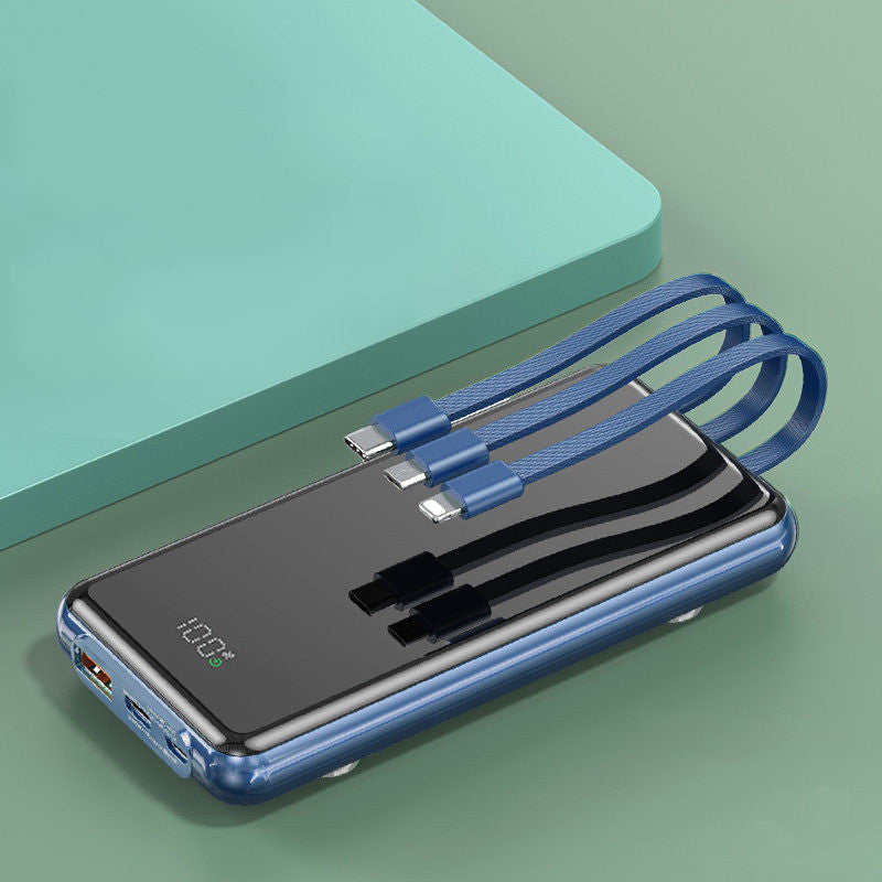10000mAh Power Bank, with Built-in Charging Cables, 4 Outputs and 3 Inputs, 22.5W/PD18W Fast Charging