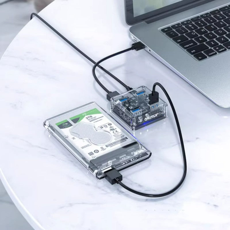 Transparent Minimalist 4-Port USB 3.0 Expansion Dock