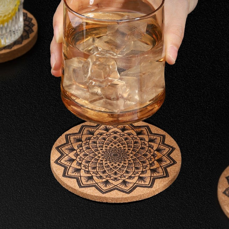 Retro Print Heat-Resistant, Non-Slip, And Absorbent Cork Coasters (Mixed Set of 4)