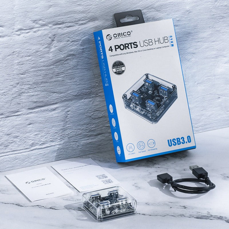 Transparent Minimalist 4-Port USB 3.0 Expansion Dock