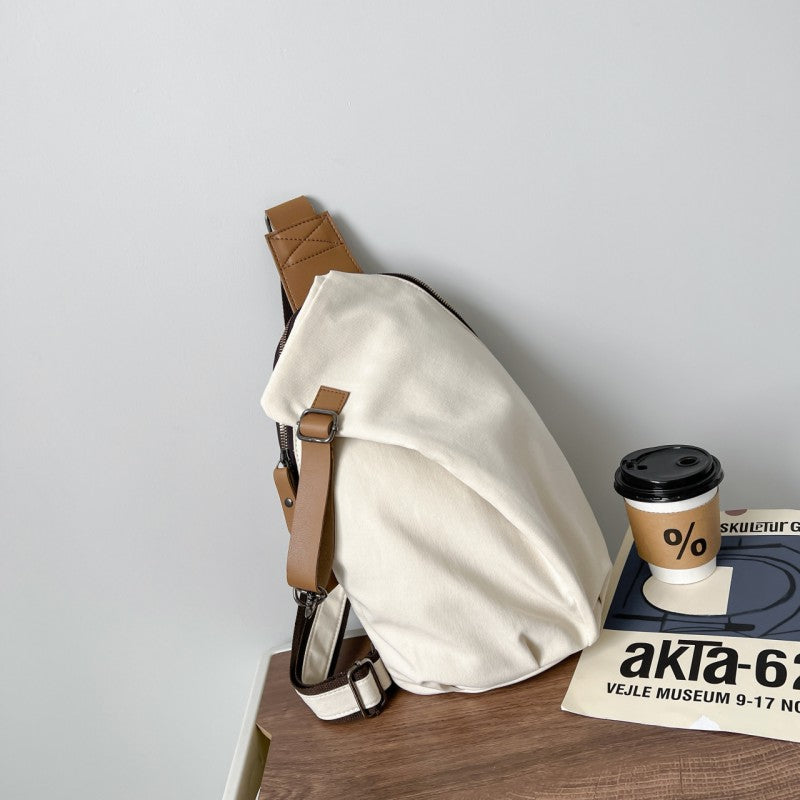 Canvas Casual Minimalist Large Capacity Single Shoulder Sling Bag