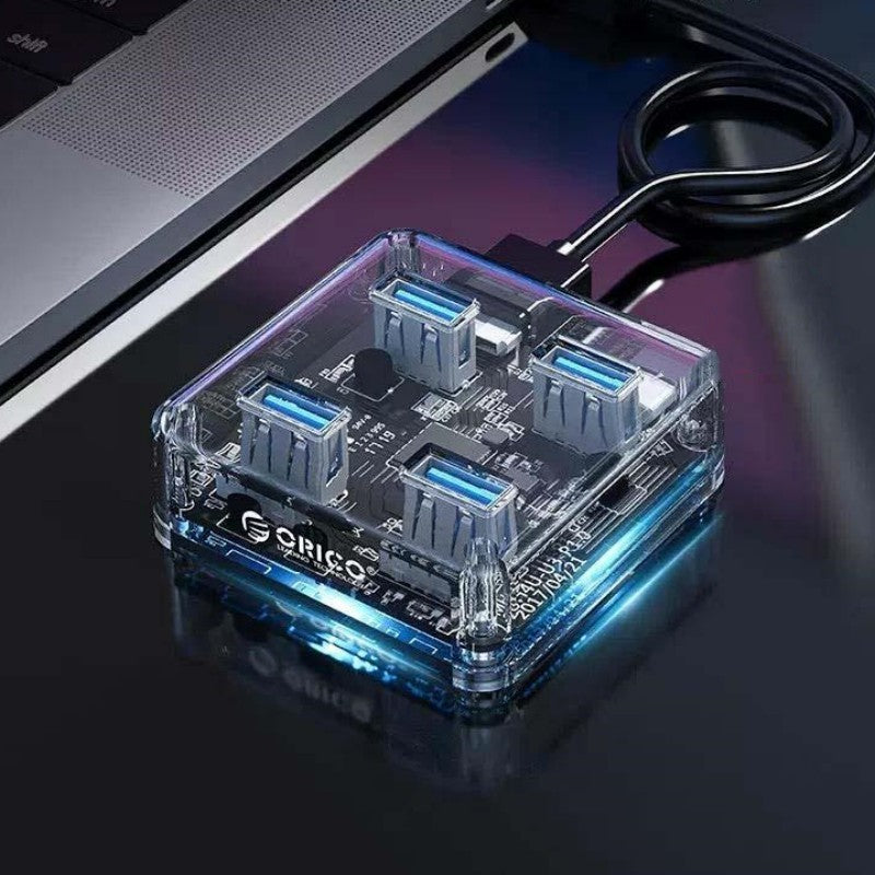 Transparent Minimalist 4-Port USB 3.0 Expansion Dock