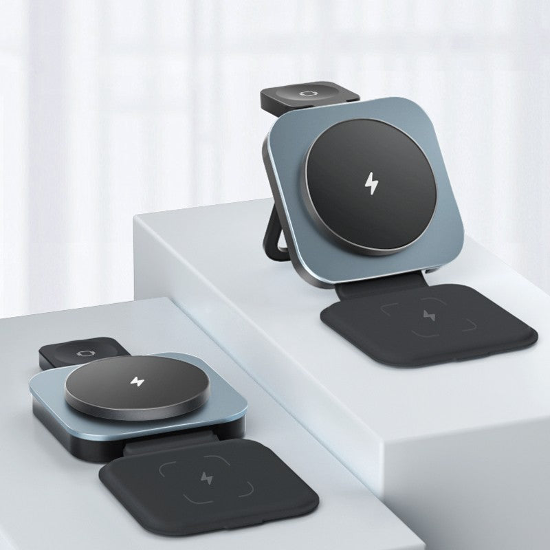 Three-In-One Foldable Magnetic Wireless Charging Stand