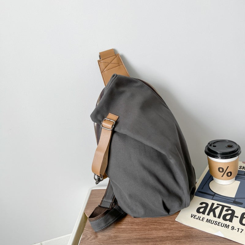 Canvas Casual Minimalist Large Capacity Single Shoulder Sling Bag