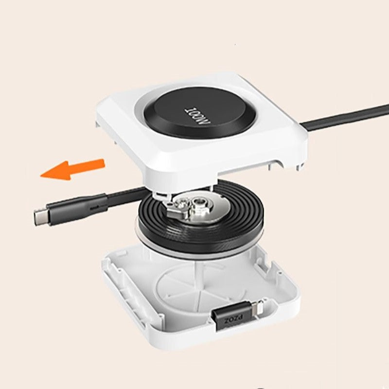 Three-In-One Desktop Rotatable Extendable Data Cable