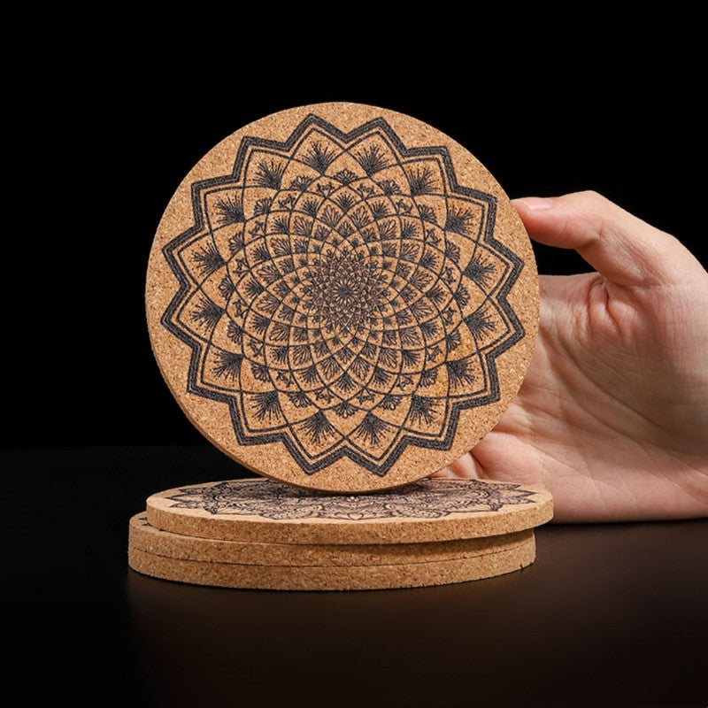 Retro Print Heat-Resistant, Non-Slip, And Absorbent Cork Coasters (Mixed Set of 4)