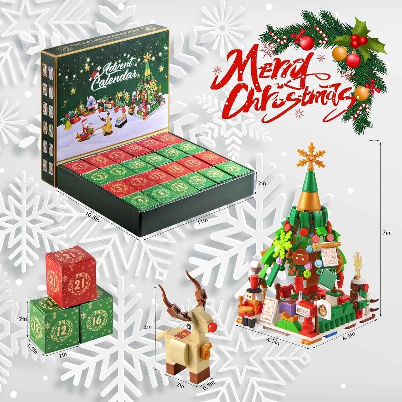 Christmas Tree Advent Calendar | 24 Days Countdown Building Blocks Set