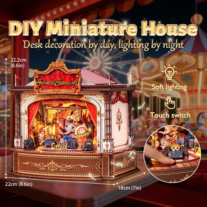 Animal Carnival DIY Wooden Music Box | Shelf Decor