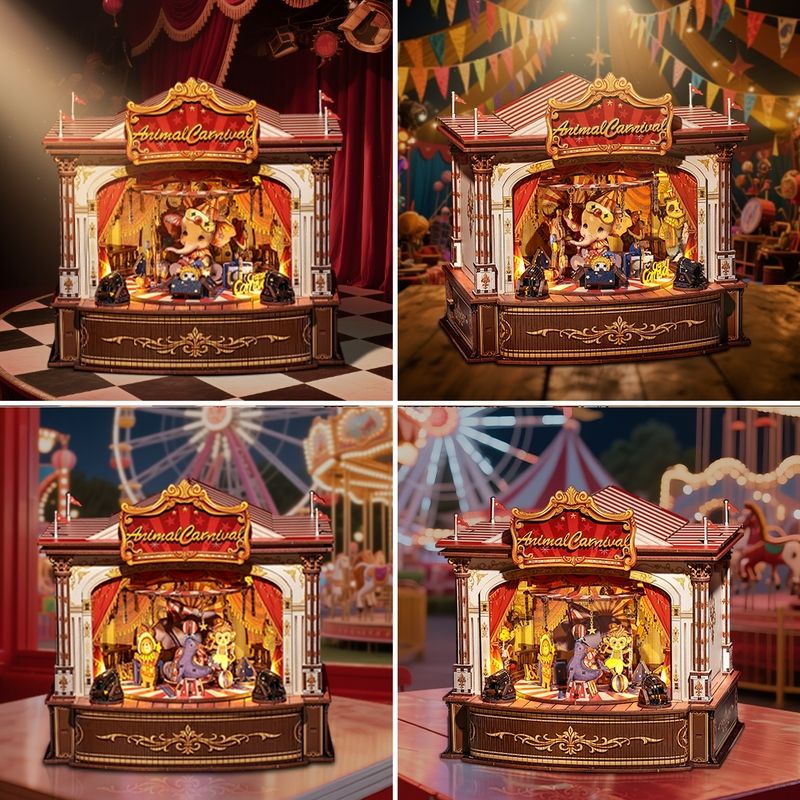 Animal Carnival DIY Wooden Music Box | Shelf Decor