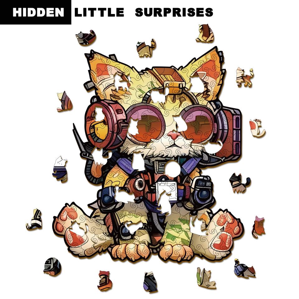 Cat Wearing Headphones Wooden Jigsaw Puzzles