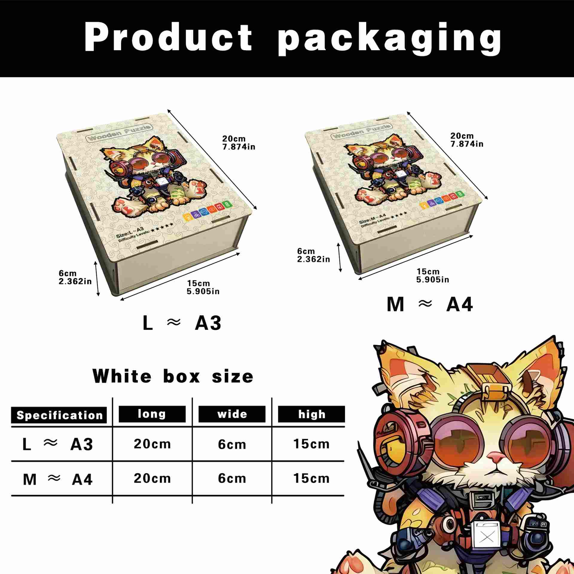 Cat Wearing Headphones Wooden Jigsaw Puzzles