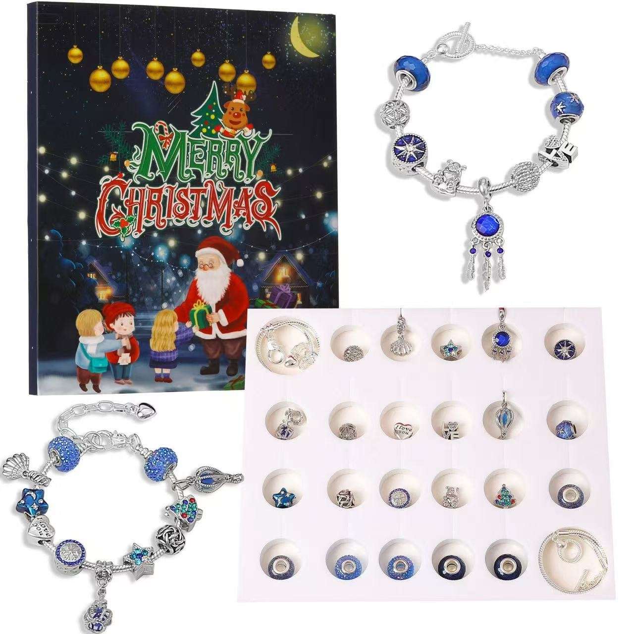Christmas Advent Calendar DIY Charm Bracelet Set | Starry Sky Blue