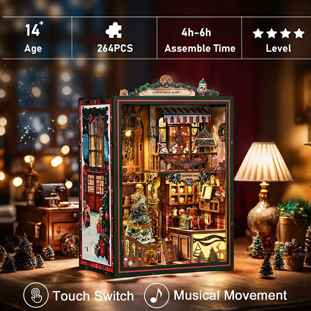 Christmas Shop DIY Wooden Book Nook Kit