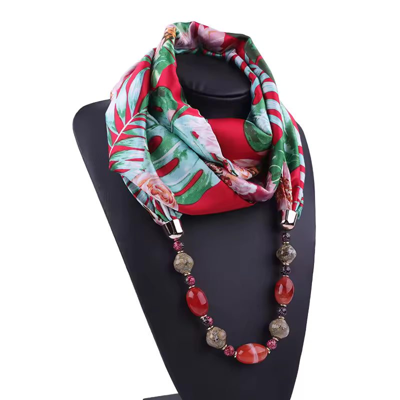 Hippie Earth-Tone Scarf Necklace