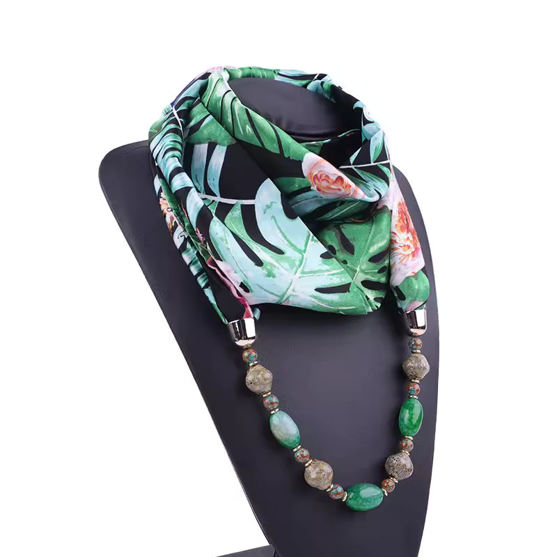 Hippie Earth-Tone Scarf Necklace