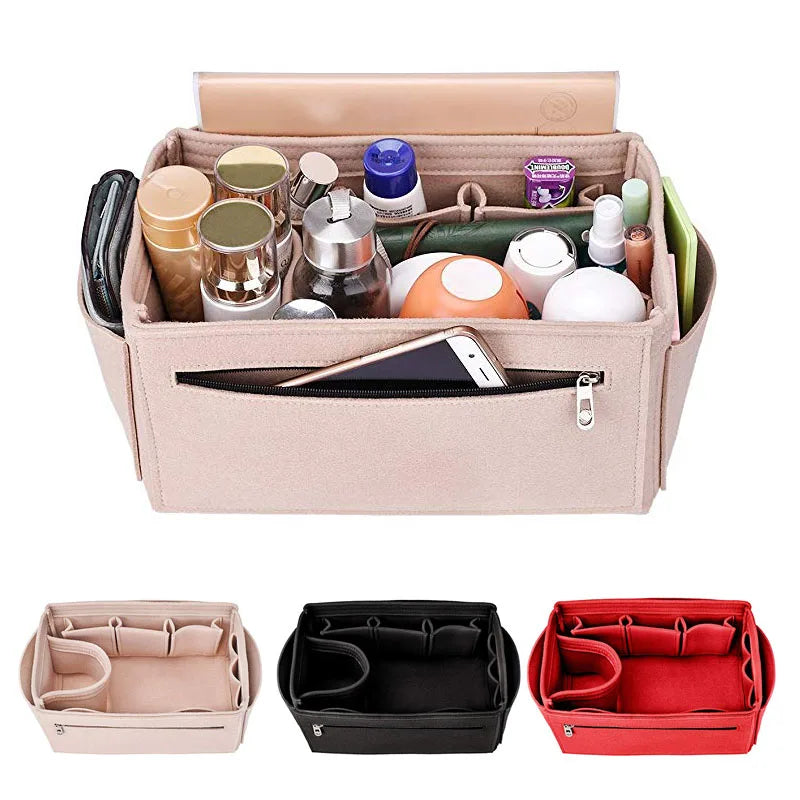 Luxury Purse Organizer Large Felt Insert Multi Compartment for Tote Handbag