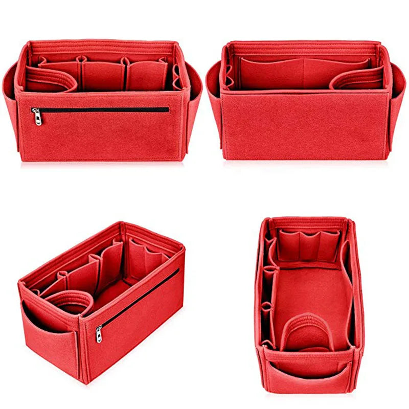 Luxury Purse Organizer Large Felt Insert Multi Compartment for Tote Handbag
