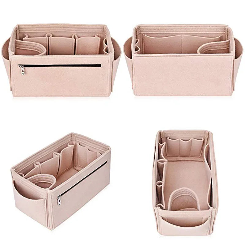 Luxury Purse Organizer Large Felt Insert Multi Compartment for Tote Handbag