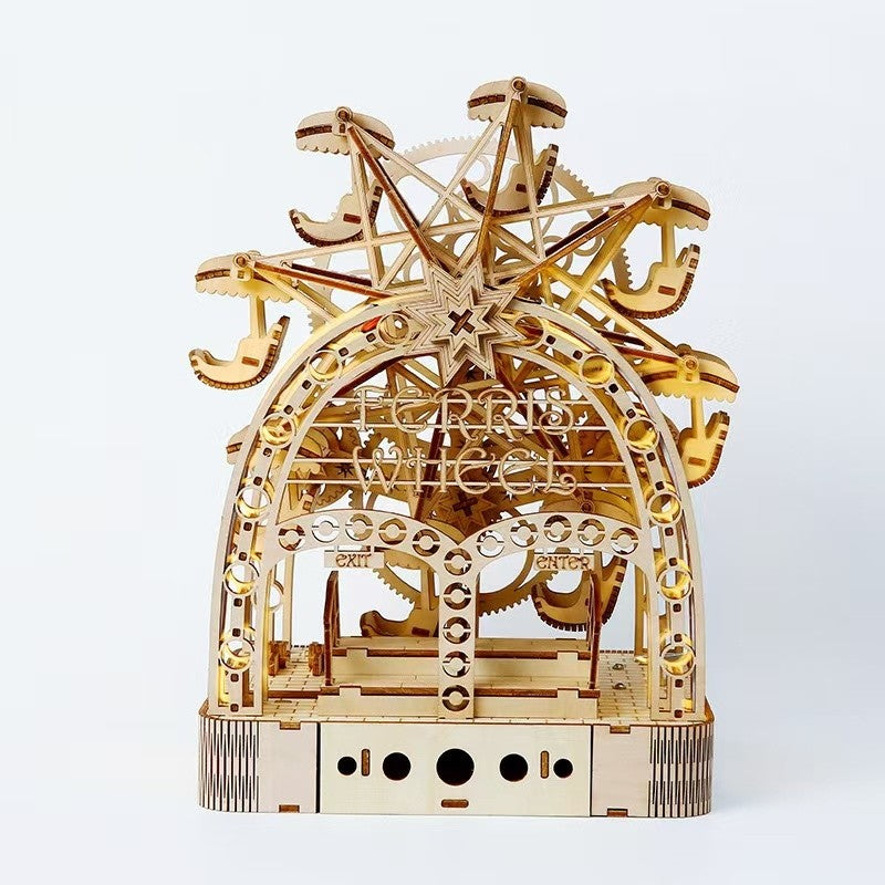 Hand Cranked Ferris Wheel 3D Wooden Puzzle
