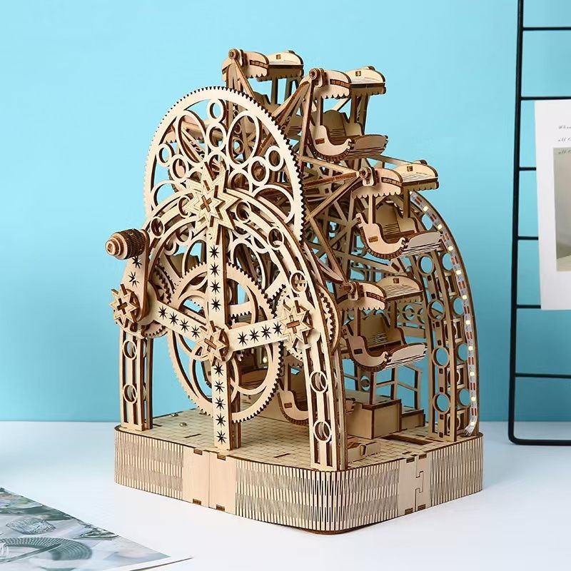 Hand Cranked Ferris Wheel 3D Wooden Puzzle