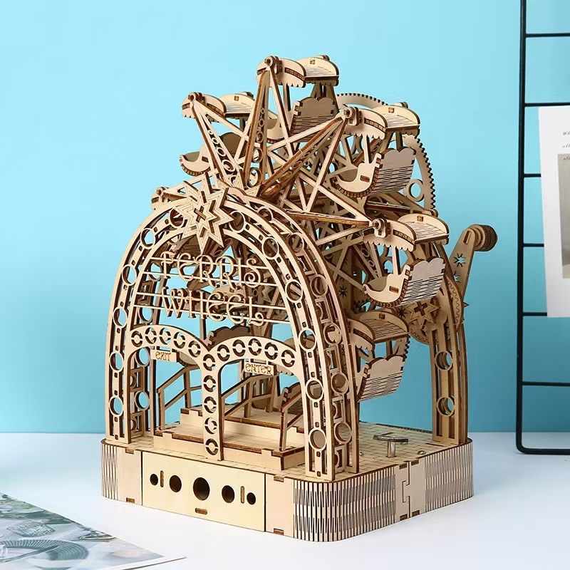 Hand Cranked Ferris Wheel 3D Wooden Puzzle