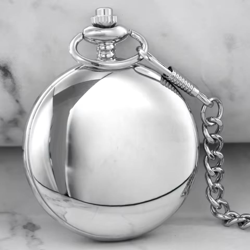 Silver Full Hunter Pocket Watch with Classic and Antique Look - Intricately Designed To Be Perfect Addition to Your Wardrobe