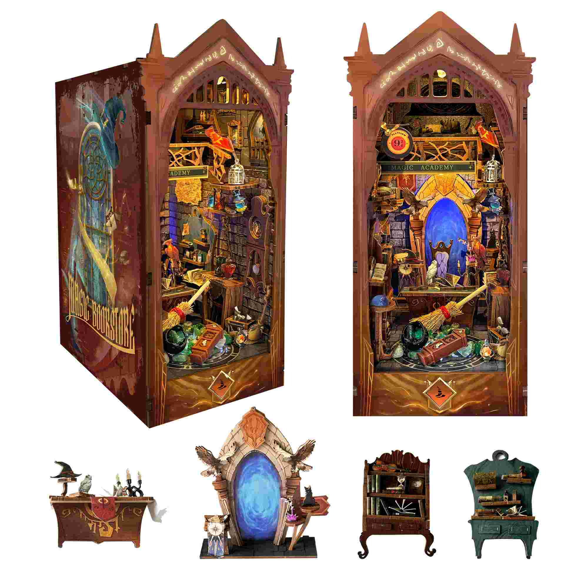 Magic Academy DIY Book Nook Kit | Magic Wand Included