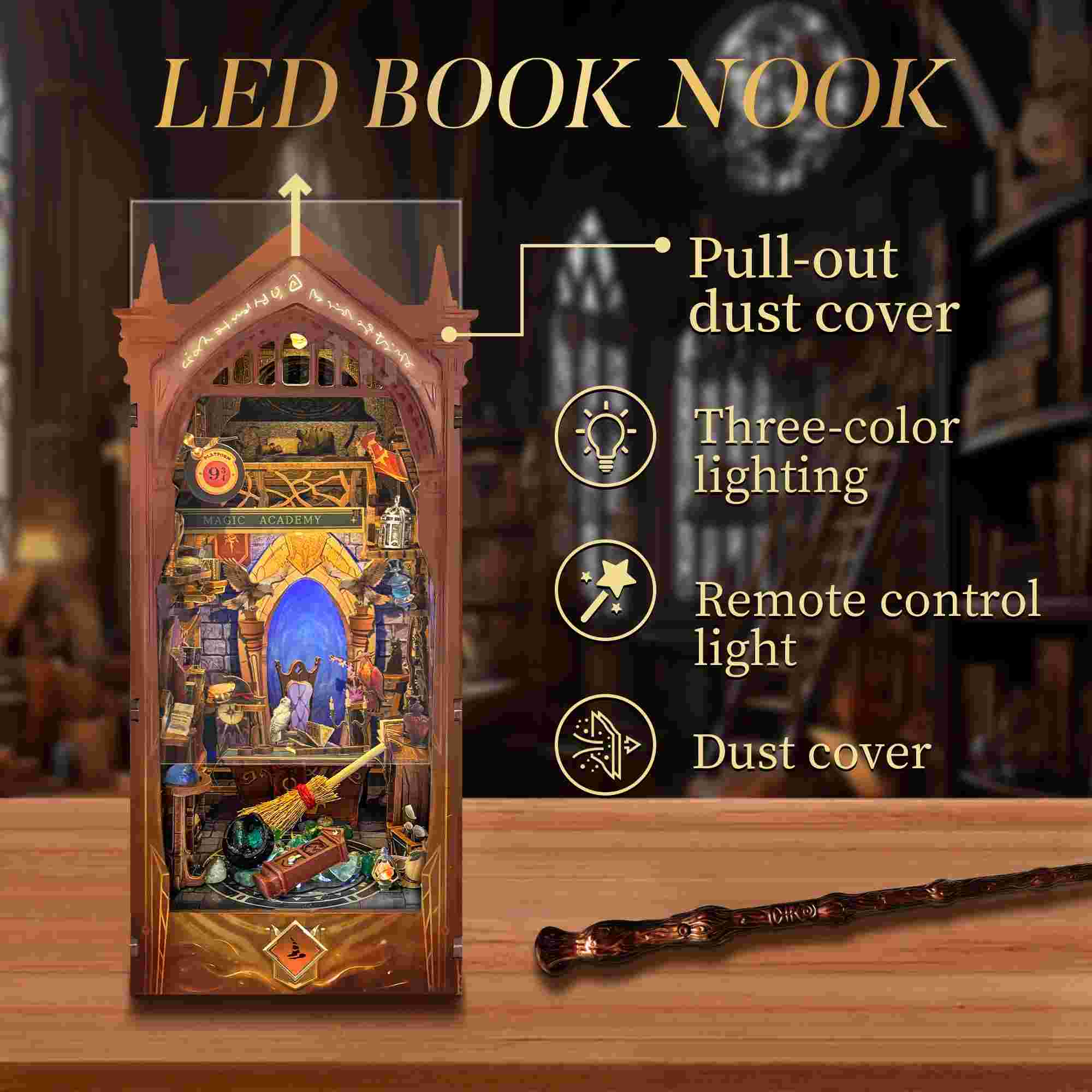 Magic Academy DIY Book Nook Kit | Magic Wand Included