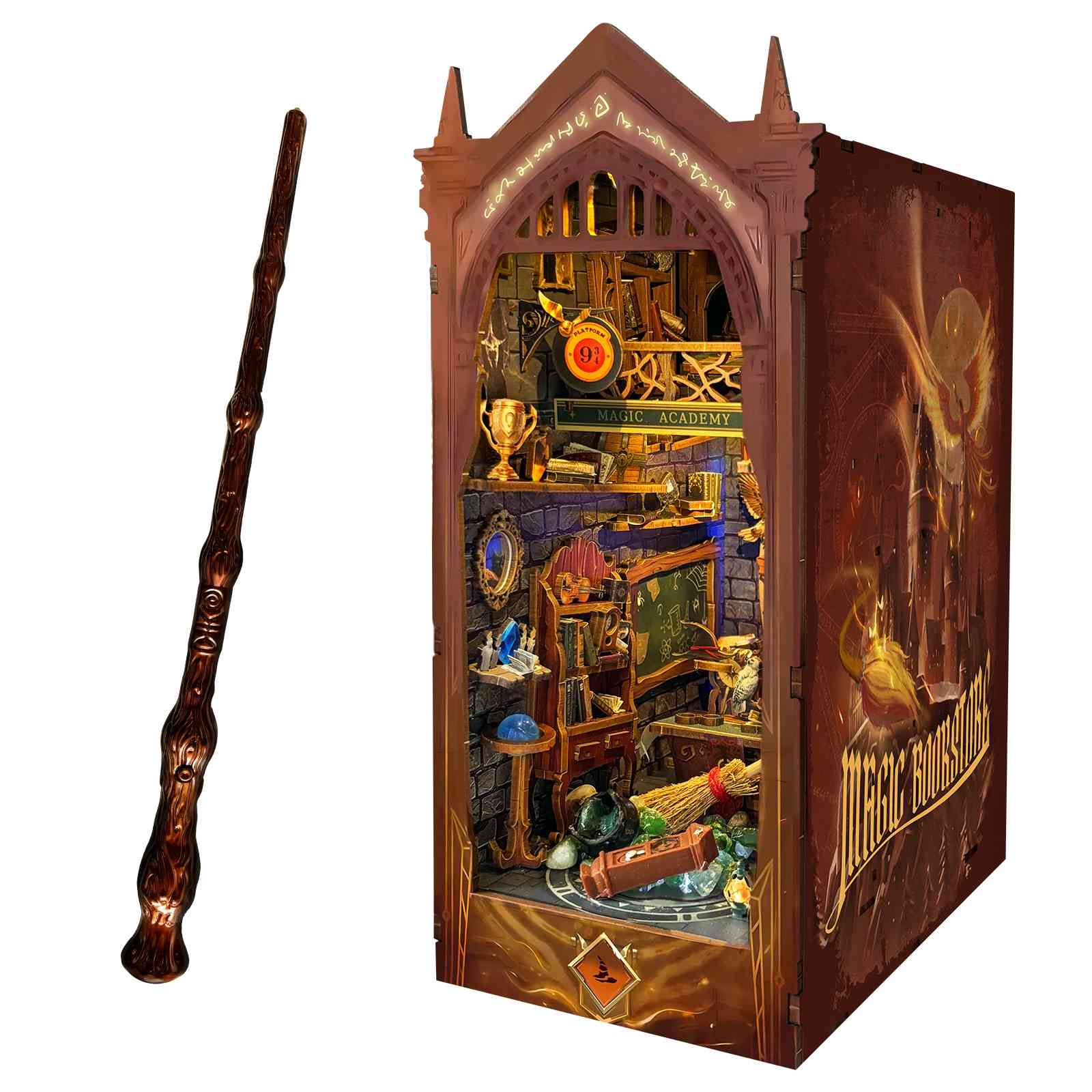 Magic Academy DIY Book Nook Kit | Magic Wand Included