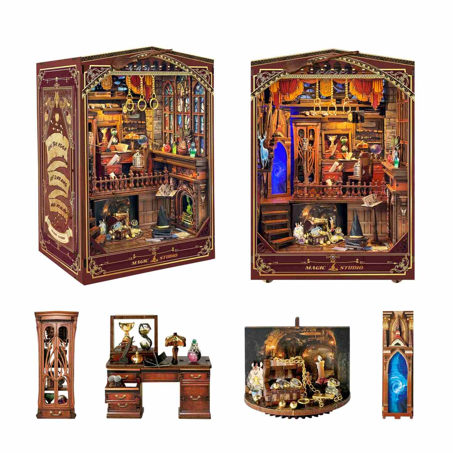 Magic Studio DIY Wooden Book Nook Kit | Bookshelf Insert