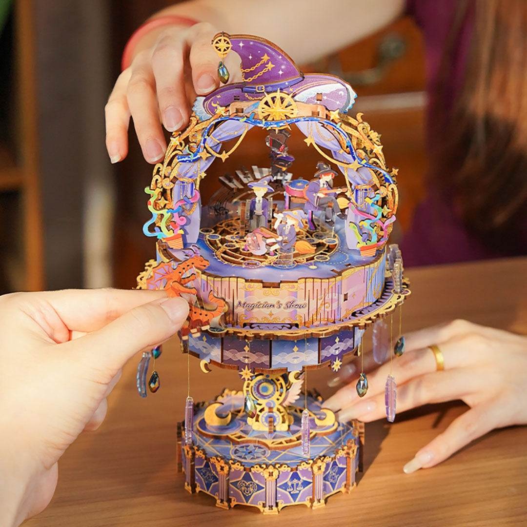 Magician’s Show 3D Wooden Puzzle Music Box