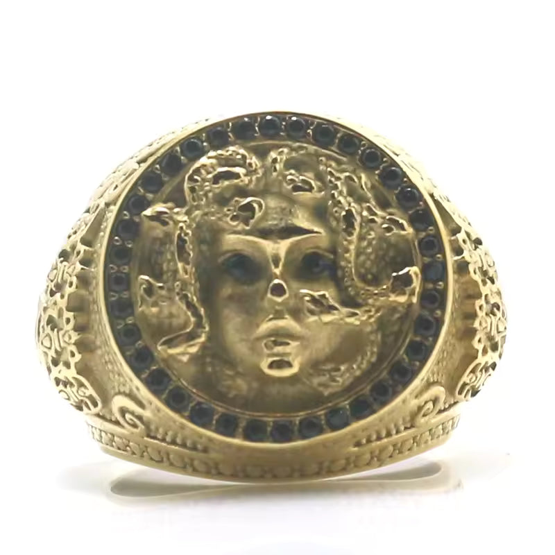 Stainless Steel Unisex Bold Face Design Medusa Ring