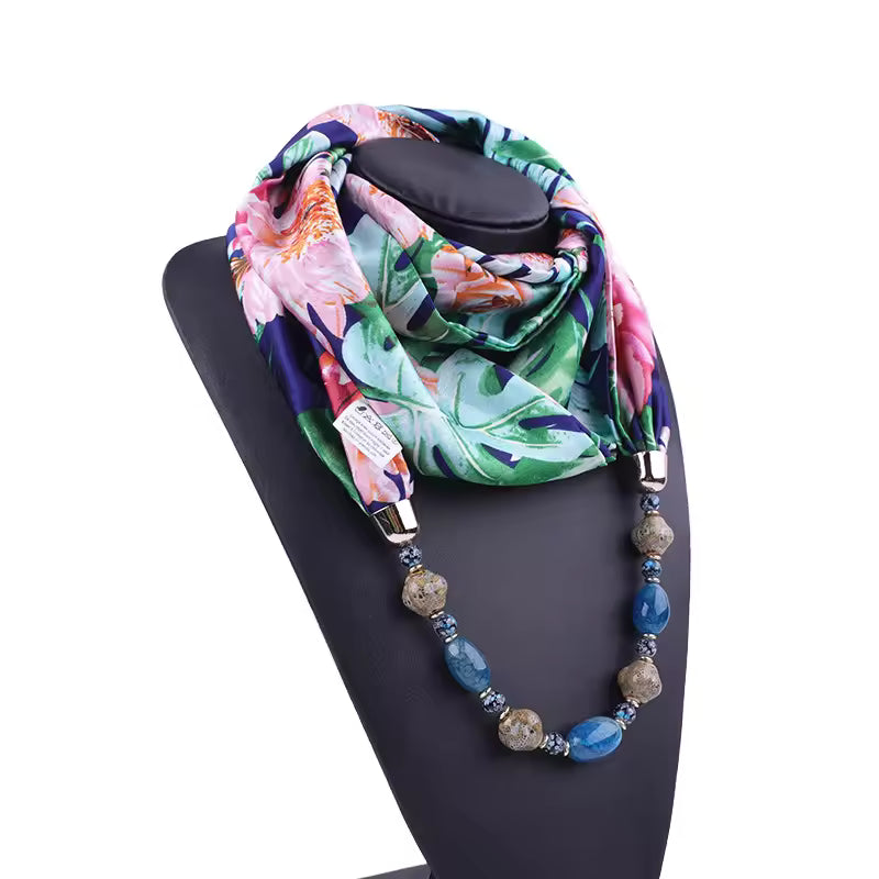 Hippie Earth-Tone Scarf Necklace