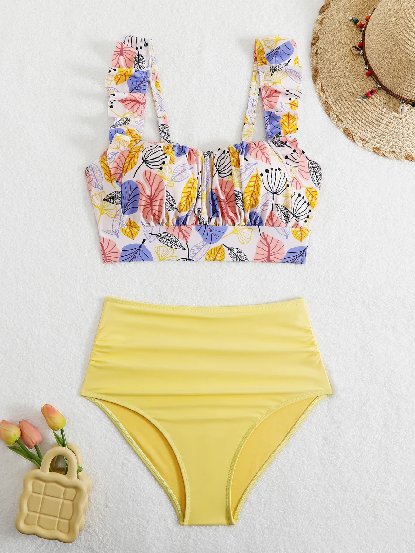 Pretty Little Floral Bikini Set – Frill, Padded, Wire-Free Swimwear for Women